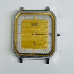Vintage Citizen Quartz Square Watch Runs New Battery Crown Cap Missing